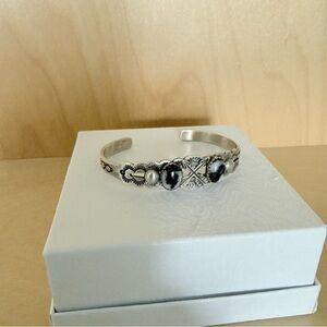 Native American Stamped Sterling Silver cuff bracelet, White Buffalo | OS